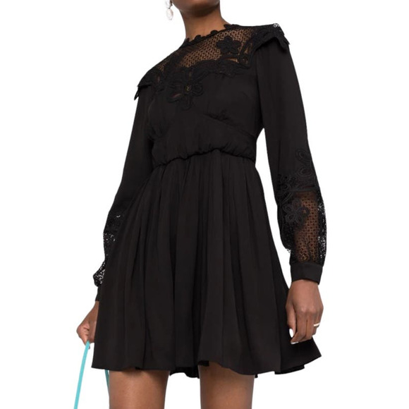 Self-Portrait Dresses & Skirts - Self-Portrait Guipure Lace Empire Line Dress In Black Pockets Lined Size 8
